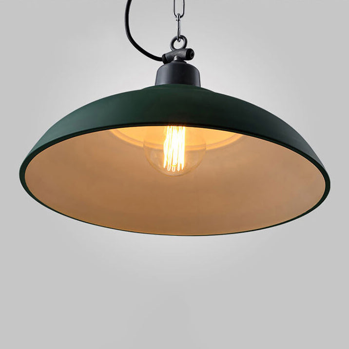 Retro Industrial Military Green Dome Iron 1-Light Pendelleuchte 