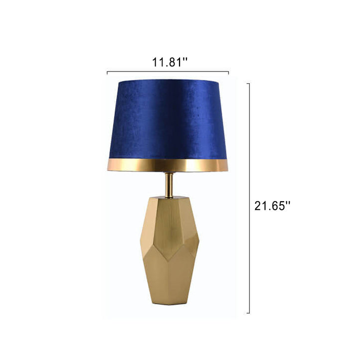 Lampe de table à 1 lumière à base géométrique en métal et tissu artistique de luxe