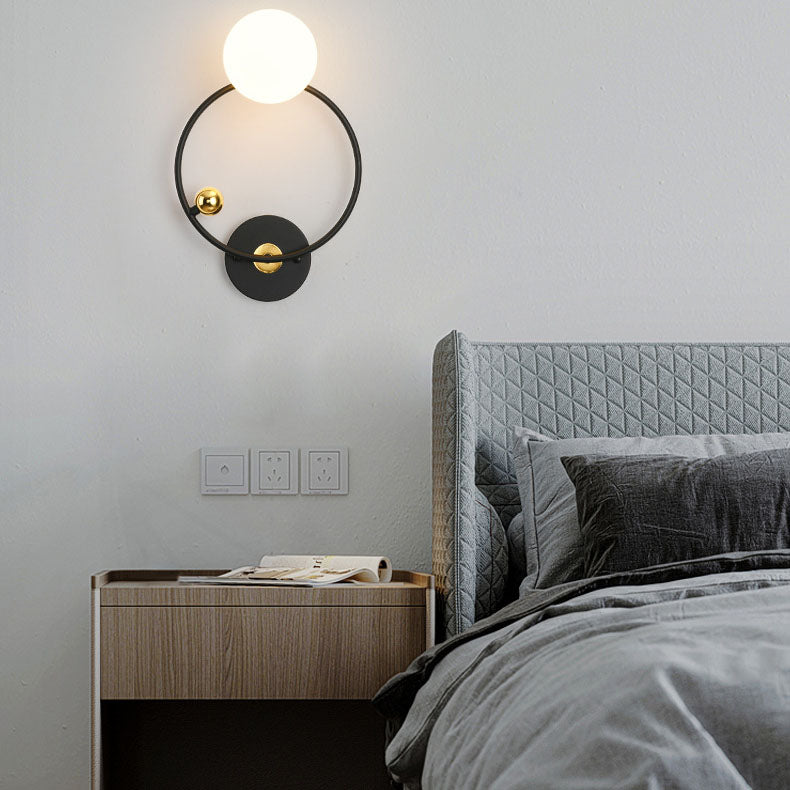 Nordische minimalistische runde Kugeleisen-Glas-Wandleuchte mit 1 Licht 