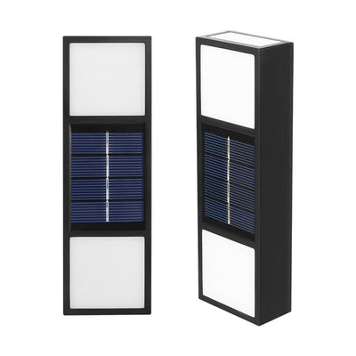Lampe murale à applique solaire LED rectangulaire étanche pour patio et clôture 