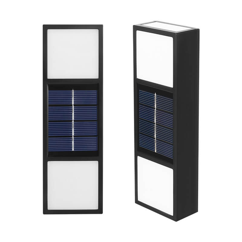 Lampe murale à applique solaire LED rectangulaire étanche pour patio et clôture 