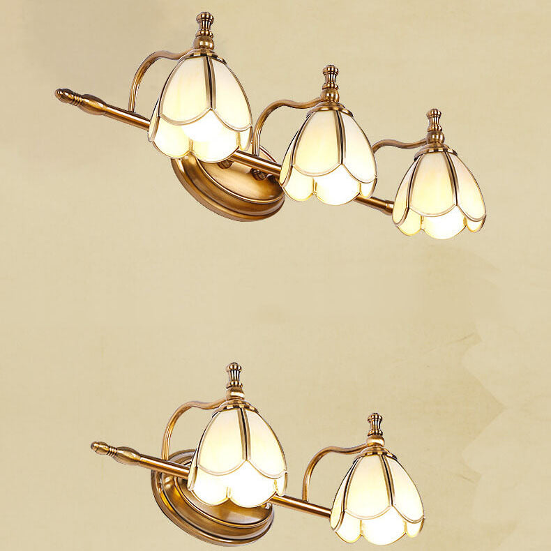 Europäische Retro-Luxus-Eisen-Kupfer-Glas-LED-Waschtischleuchte Wandleuchte 