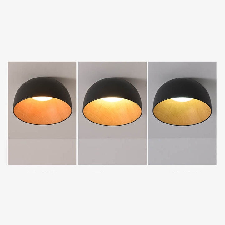 ضوء سقف مثبت بمصباح LED حديدي بوعاء خشبي بسيط 