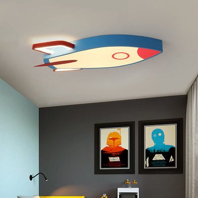 Cartoon Rocket-shaped Aluminum LED Flush Mount Ceiling Light