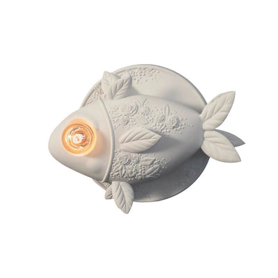 Nordic Creative White Fish Carving Resin 1-Light Wall Sconce Lamp