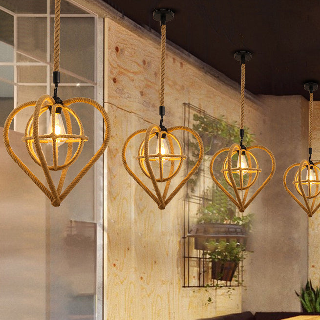 Retro Creative Hemp Rope Weaving 1-Light Pendant Light