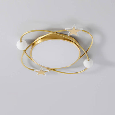 Modern Simple Full Copper Acrylic Creative Star Surround Design LED Flush Mount Light
