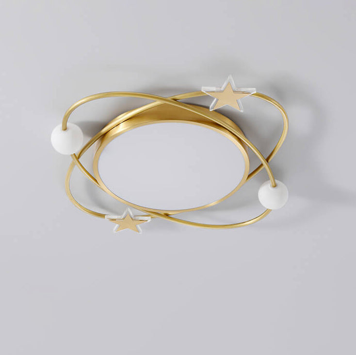 Modern Simple Full Copper Acrylic Creative Star Surround Design LED Flush Mount Light