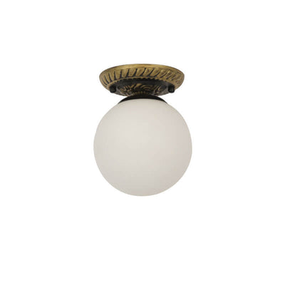 European Glass Bronze 1-Light Semi-Flush Mount Ceiling Light