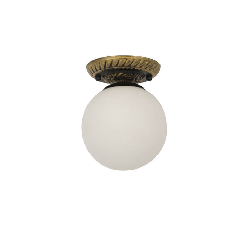 European Glass Bronze 1-Light Semi-Flush Mount Ceiling Light