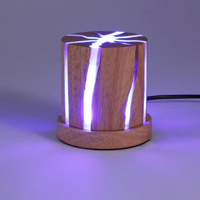 Nordic Minimalist Wooden Resin Column Mini LED Night Light Table Lamp