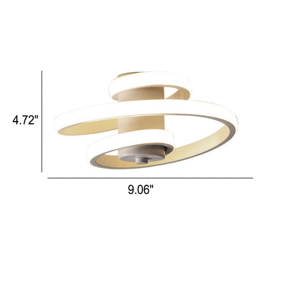 Nordic Minimalist Aluminum Ribbon Spiral Design LED Flush Mount Light