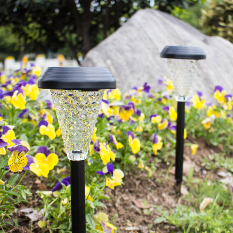 Modern Solar Glass Cone LED Outdoor Garden Ground Insert Landscape Light