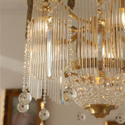 French Luxury Crystal Tassel Bead Design  6/7/9 Light Chandelier