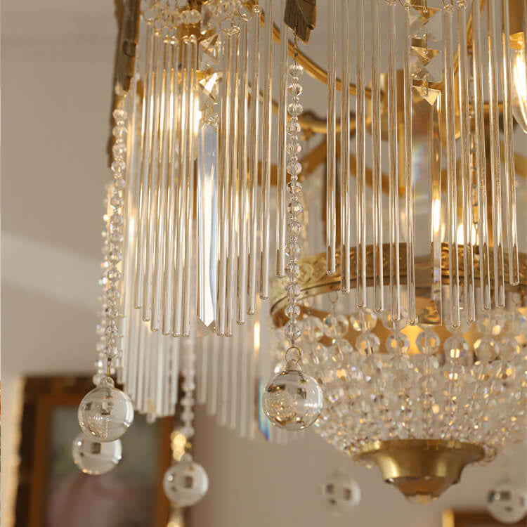 French Luxury Crystal Tassel Bead Design  6/7/9 Light Chandelier