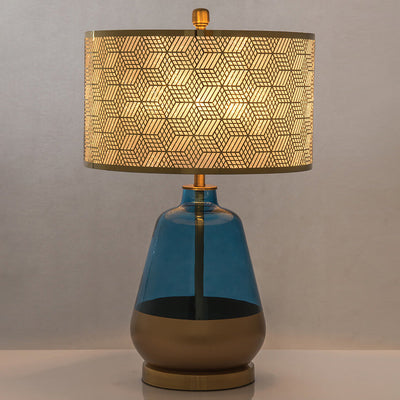 Modern Luxury Blue Glass Bottle Metal Lamp Shade 1-Light Table Lamp