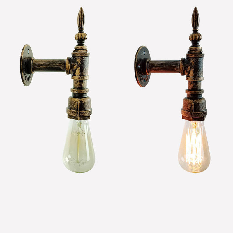 Industrielle Vintage-Eisen-Wasserpfeife 1-Licht-Wandleuchte 