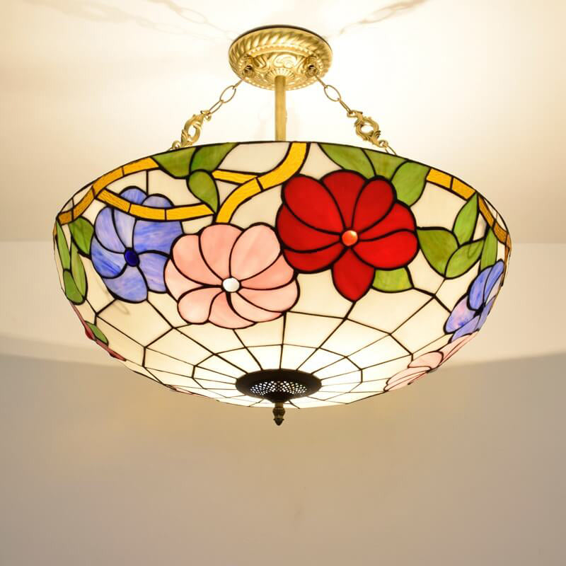 European Style Creative Pastoral Morning Glory Tiffany 5-Light Chandelier