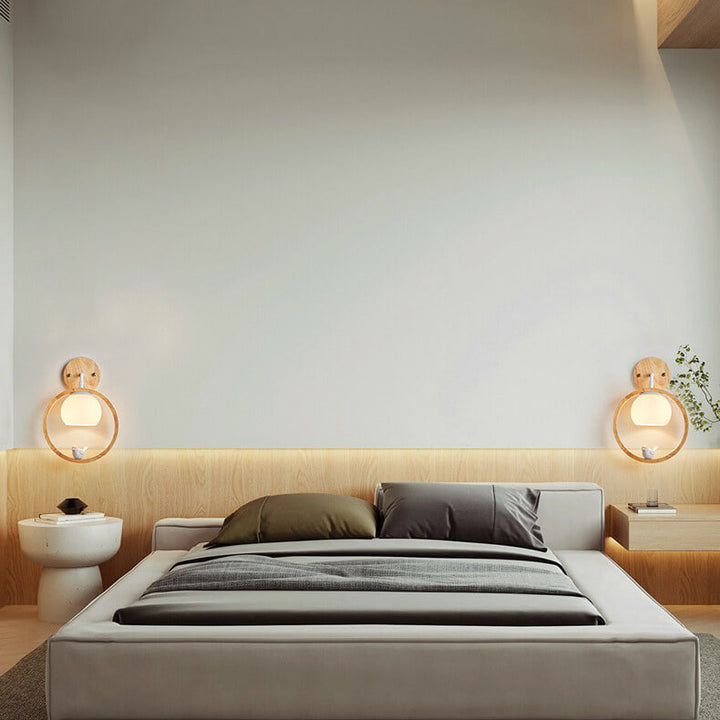 Moderne nordische Pendelleuchte mit Glas, Kautschukholz-Ring und Vogel-Design, 1-flammig, für das Wohnzimmer 