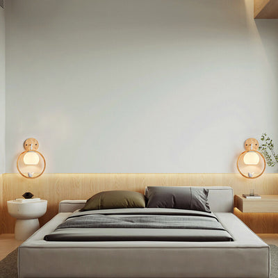 Nordic Minimalist Glass Wood Ring Bird Design 1-Light Pendant Light