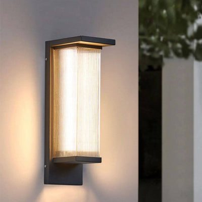 Industrial Waterproof Rectangular PC Striped Shade LED Outdoor Wall Sconce Lamp