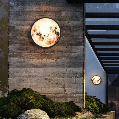 Modern Outdoor Moon Round Waterproof Wall Sconce Lamp