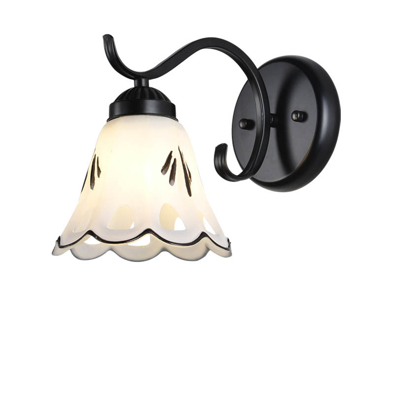 Contemporary Retro Rustic Iron Glass 1-Light Wall Sconce Lamp