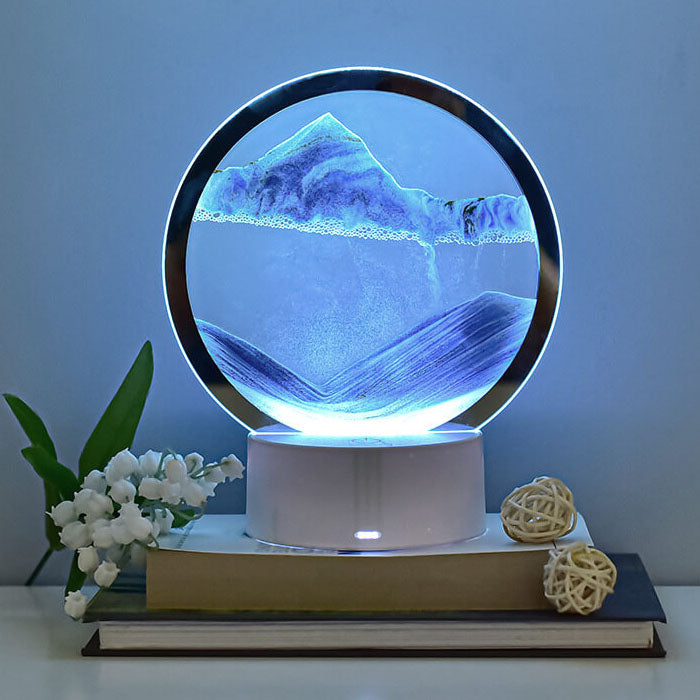 Lampe de table Creative Round Hourglass Quicksand 3D LED Night Light 