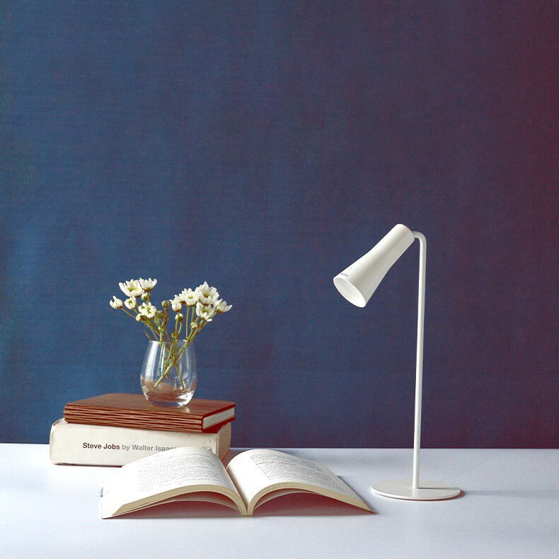 Modern Minimalist ABS Iron Cone White USB Charging Eye Protection LED Desk Lamp For Bedroom