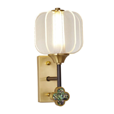 Chinese Style Full Copper Acrylic Creative Lampshade LED Wall Sconce Lamp