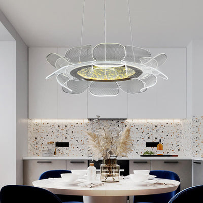 Modern Light Luxury Acrylic Flower Petal Round LED Chandelier