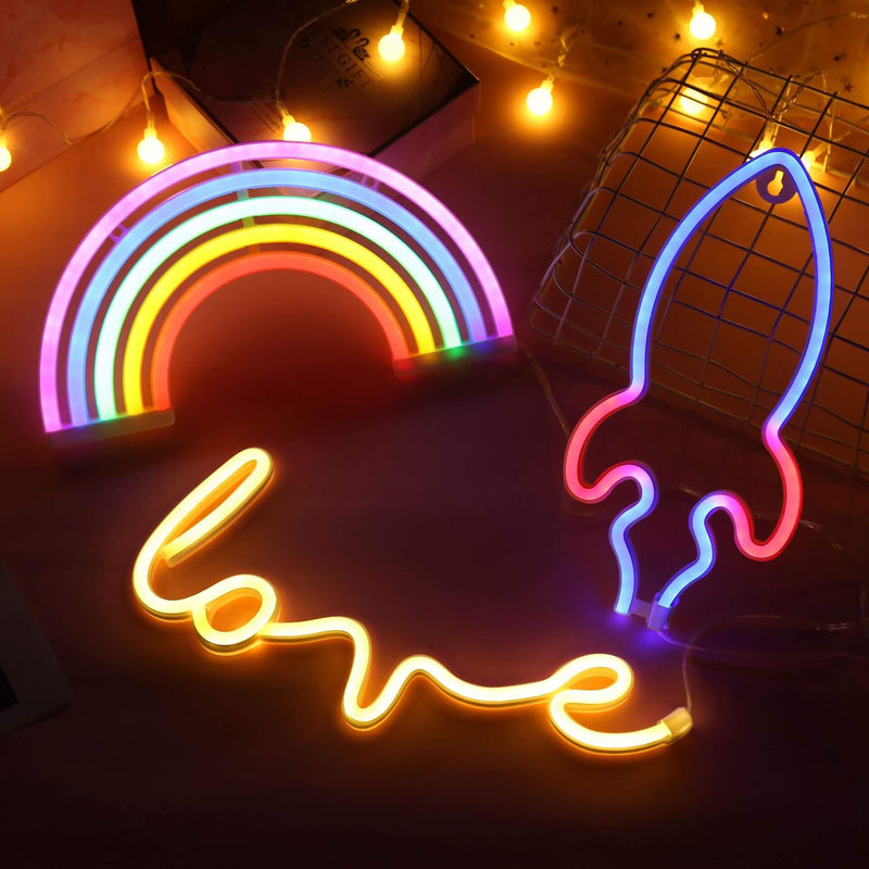 Moderne Kunststoff Fünf-Farben-Regenbogen LED Neon Dekoratives Licht 