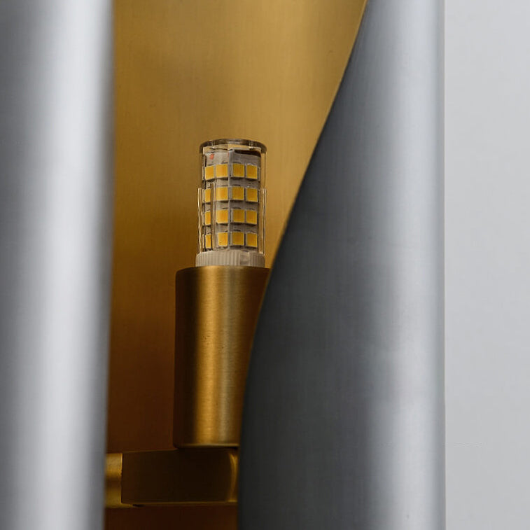 Modern Light Luxury Creative Rolled Edge Brass 2-Light Wall Sconce Lamp