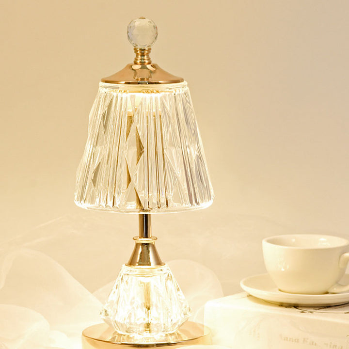 Modern Luxury Glass Metal Diamond Base LED Table Lamp For Bedroom