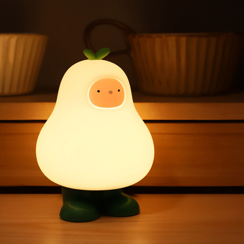 Lampe de table LED USB en silicone poire dessin animé créatif moderne 