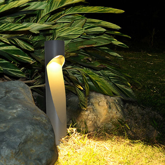 Contemporary Creative Column Geometric Hollow LED Outdoor Waterproof Lawn Landscape Light For Garden