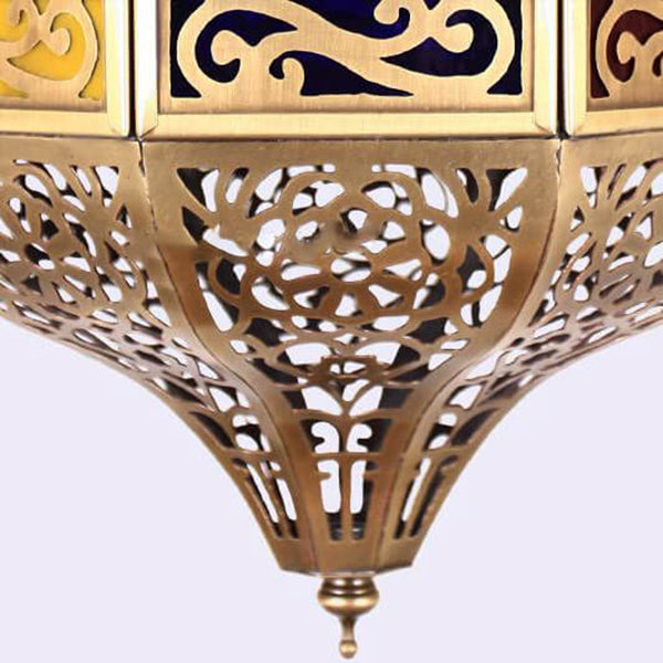 Mediterranean Style Full Copper Hollow Carving 1-Light Pendant Light