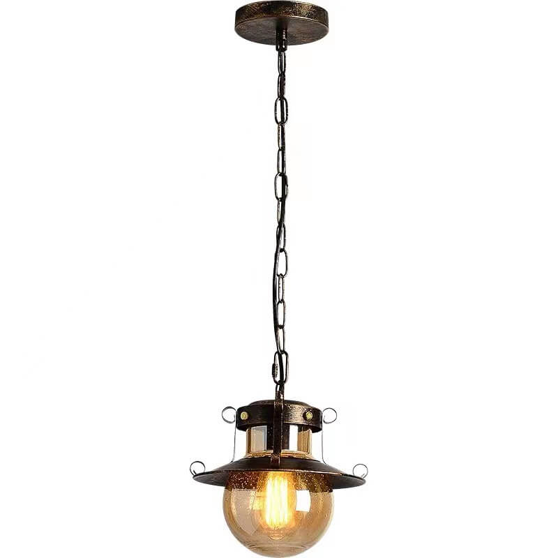 Vintage Industrial Aged Iron Lantern Cage 1-Light Pendant Light