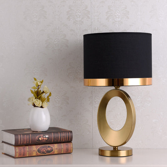 Moderner Luxusstoff-Ringfuß 1-Licht Tischlampe 