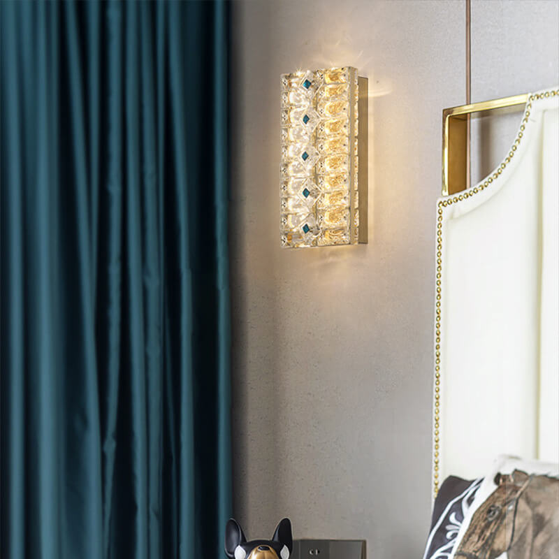European Light Luxury Strip Crystal LED Wall Sconce Lamp