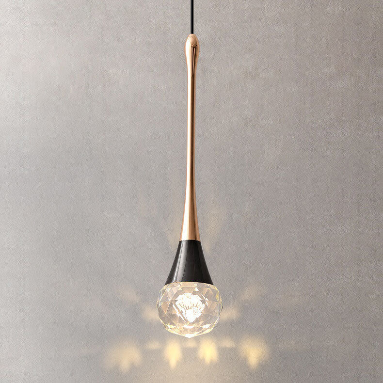 Light Luxury Minimalist Crystal Hardware Pillar LED Pendant Light