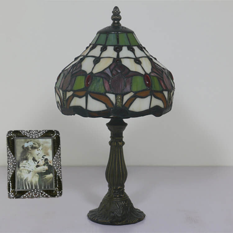 Tiffany Rustic Tulip Stained Glass Cone 1-Light Table Lamp