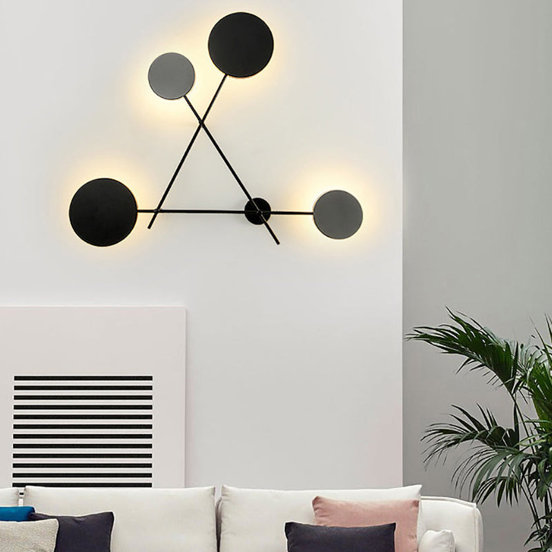 Moderne Mid-Century Eisen Dreieck Rahmen Acryl Disc LED Wand Leuchte Lampe Für Schlafzimmer 