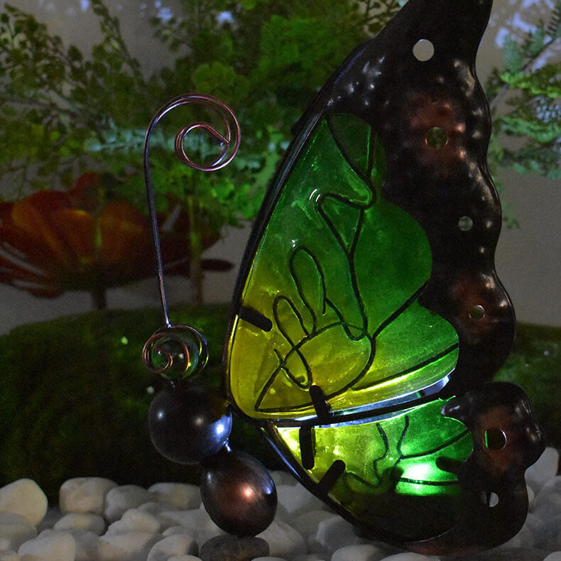 Solar Glass Butterfly Outdoor LED Decorative Garden Light
