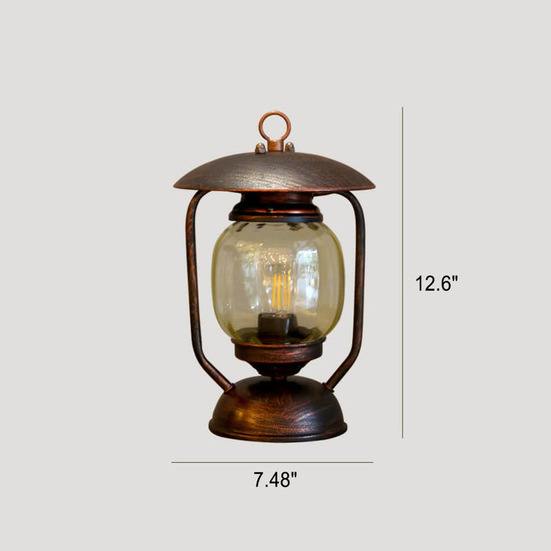 Lampe de table en verre à 1 lumière en fer forgé rétro européen 