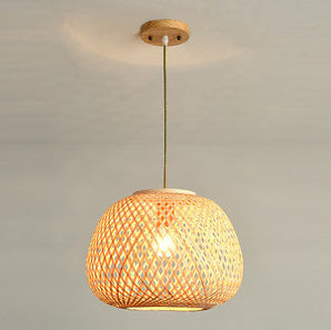 Modern Spiral Bamboo Weaving 1-Light Pendant Light