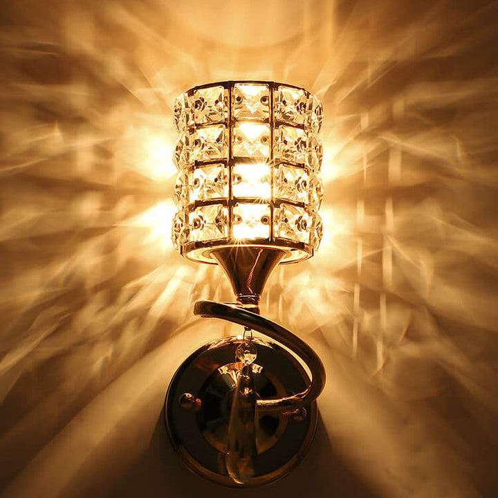 Moderna Lámpara Aplique de Pared de 1 Luz de Cristal Cilíndrico Cuadrado de Lujo 