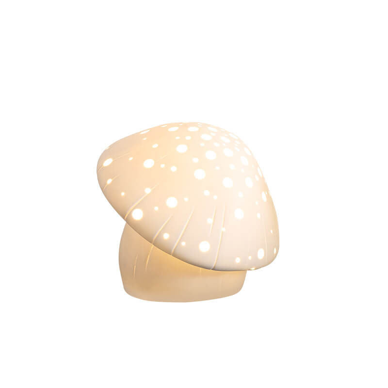 Modern Ceramic Dandelion Mushroom Hole Shape Night Light 1-Light Table Lamp
