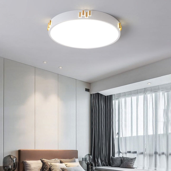 Plafón de techo LED redondo de hierro hueco de estilo moderno y sencillo para sala de estar 