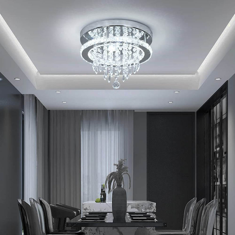 Modern Light Luxury Round Crystal LED Flush Mount Ceiling Light